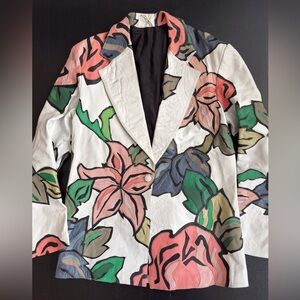 Unique vintage leather cut work blazer.